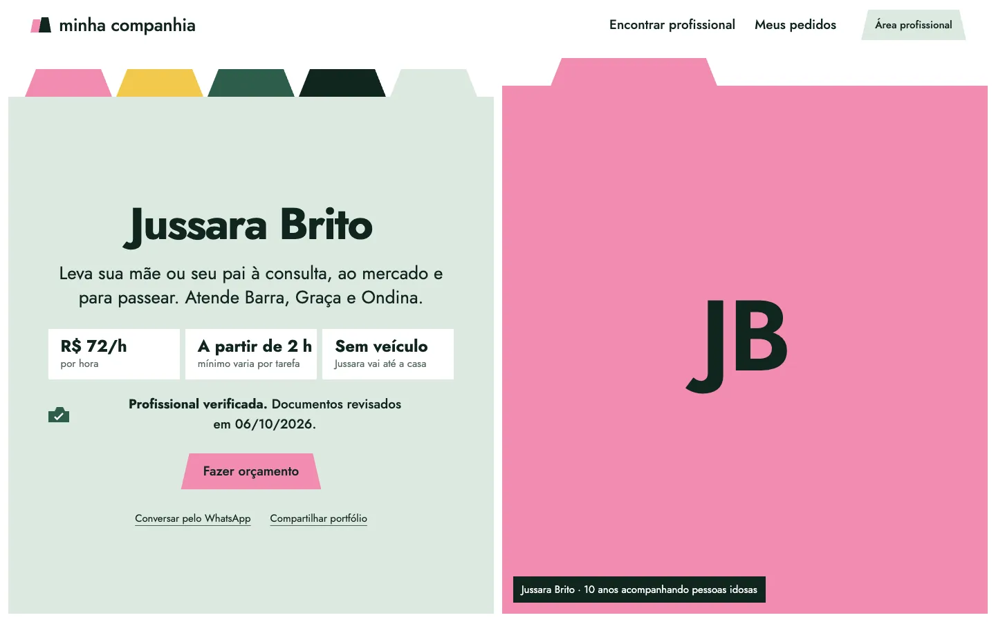 A professional's public portfolio, made to be shared as a link.