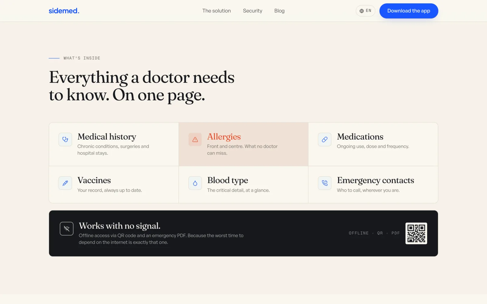 Everything a doctor needs to know, on one page.